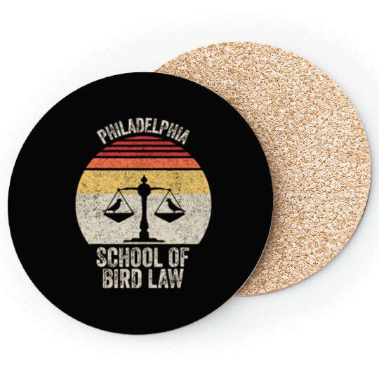 Vintage Retro Philadelphia School Of Bird Law Funn Coasters