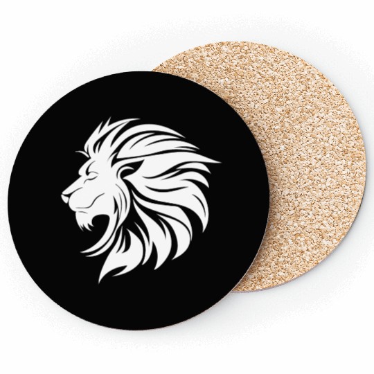 Mighty Lion Head Mane Cool Tattoo Style Coasters