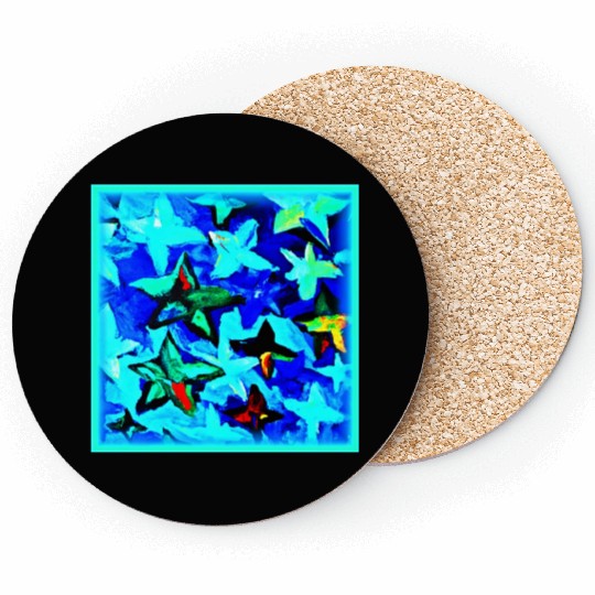 Blue Starry Night Sky Painting. Buy Now Coasters