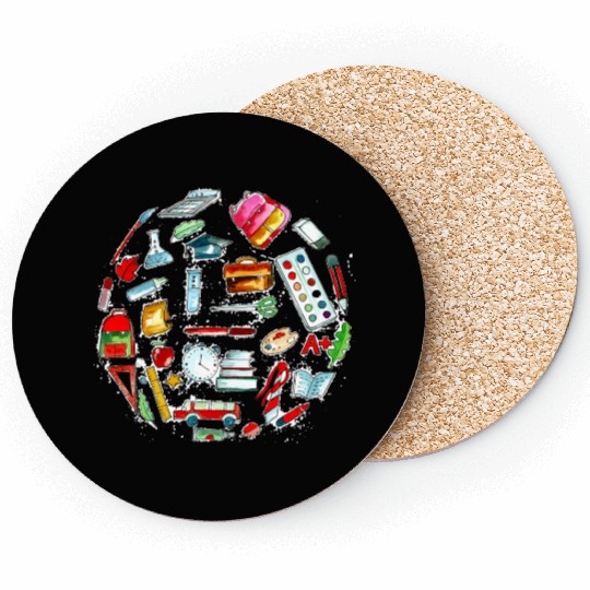 Back To School Realistic Object Coasters