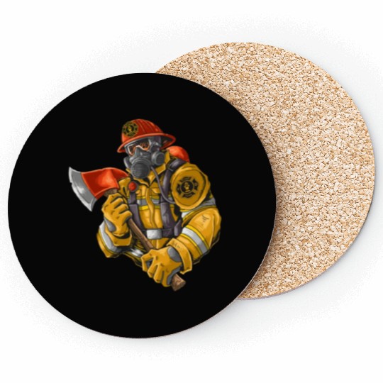 Fire Fighter With Axe Coasters