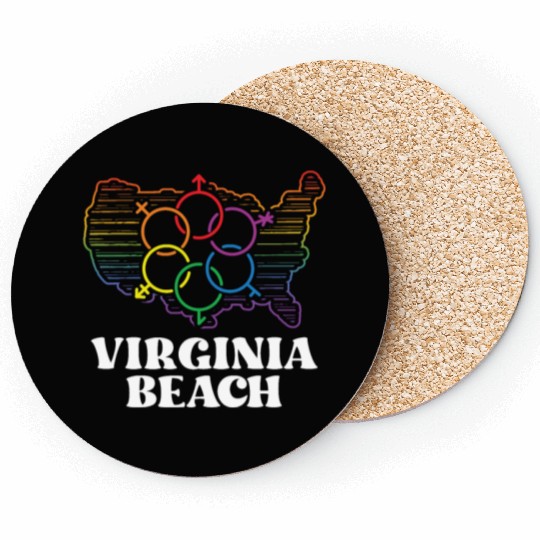 Virginia Beach Pride Flag Pride Month LGBTQ Flag Coasters