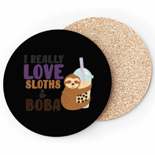 Cute Lazy Sloth Boba Tea Sweet Bubble Tea Coasters