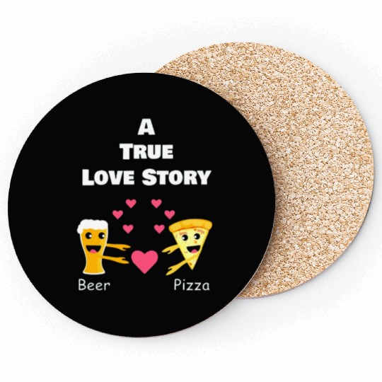 Cute Valentines Day Gift Funny Beer Pizza Love Coasters