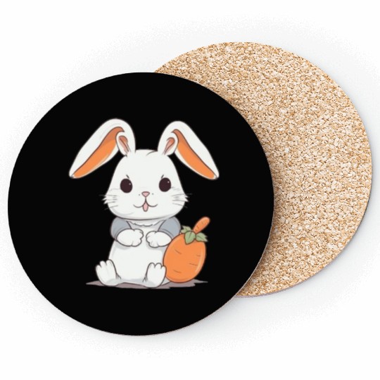 Cute Little Bunny Glasses Rabbit Kids Easter Day Coasters