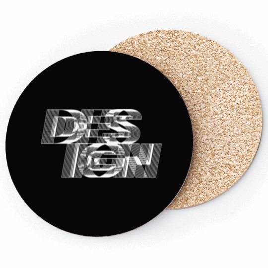 black and white design typography Coasters
