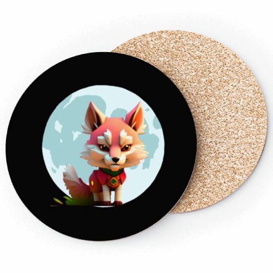 Wolf howling at the moon graphic Coasters