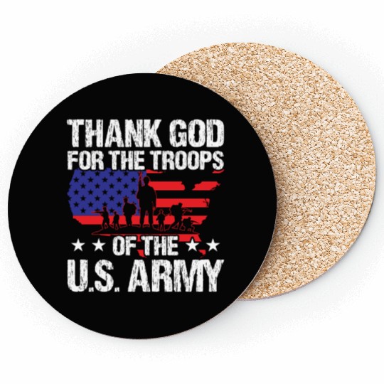 Soldier thank god for troops of us army military Coasters