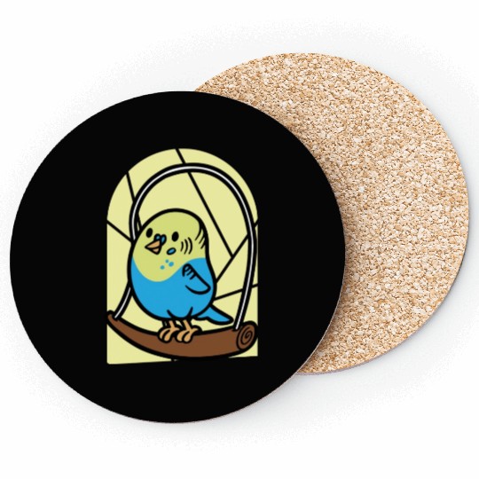 Cartoon Parakeet Bird I Kids Parakeet Coasters