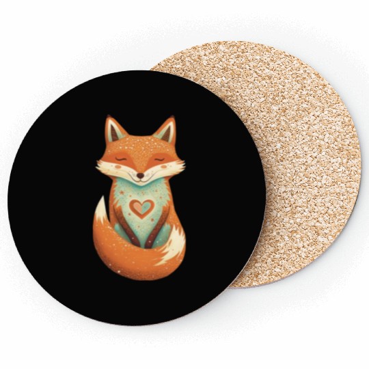 fox forest animals love heart nature animal kid Coasters