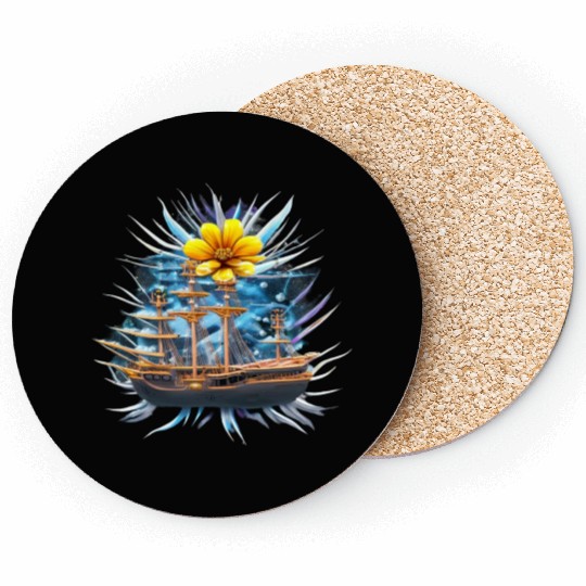 Pirate Flower Ship Coasters