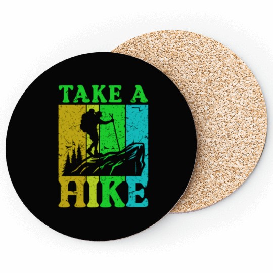 Take a Hike Wanderlust Hiker Hiking Mountains Coasters