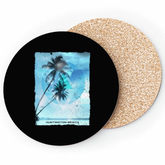 Artistic Huntington Beach California Palm Tree Coasters