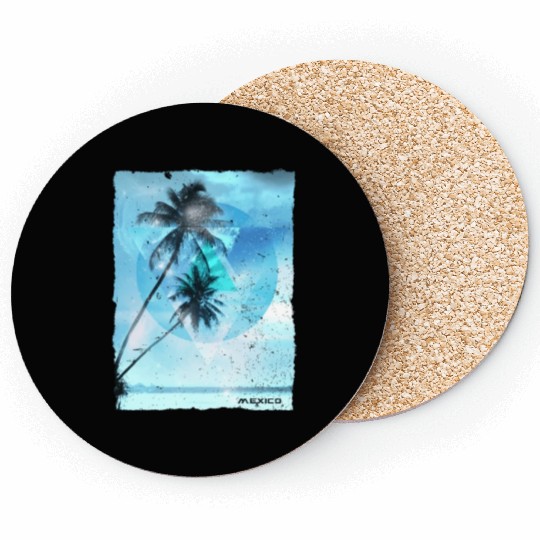 Artistic Mexico Palm Tree Vacation Coasters