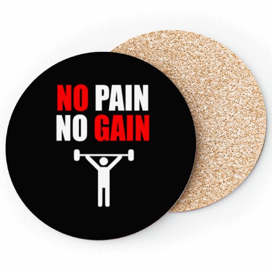 No pain no gain gym quote Coasters