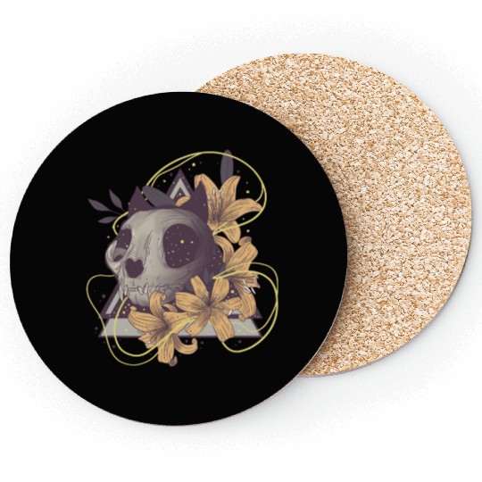 Cat Floral Skull Coasters