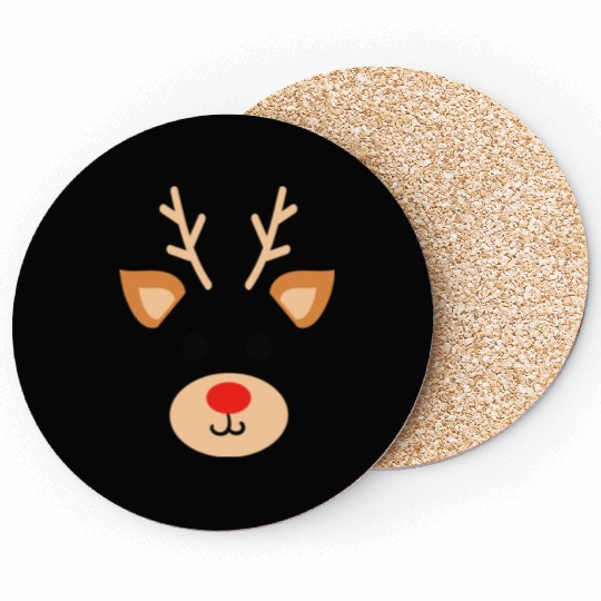 Rudolph Red Nosed Reindeer Antlers Deer Christmas Coasters