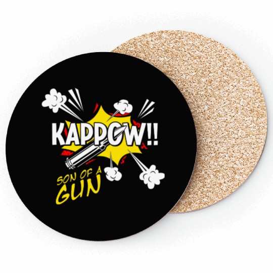 Kappow Bullets Gun Explosion Big Bang Aesthetic Coasters
