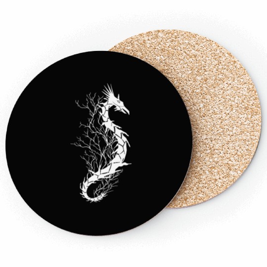Sea life, sea dragon, white Coasters