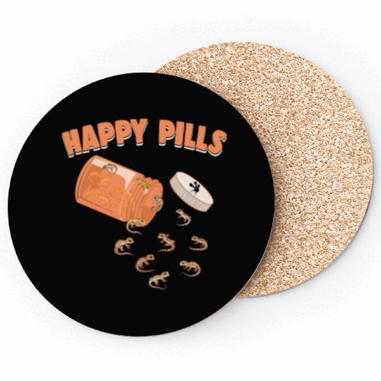 Happy Pills Leopard Gecko Funny Lizard Lovers Coasters