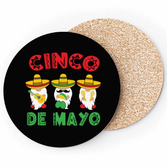 Cinco De Mayo Gnome Sombrero Taco Maraca Guitar Coasters