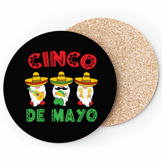 Cinco De Mayo Gnome Sombrero Taco Maraca Guitar Coasters