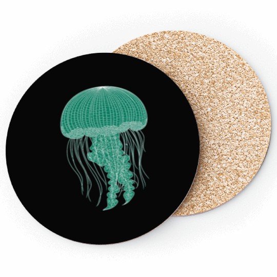 Sea life, Green Jellyfish Coasters