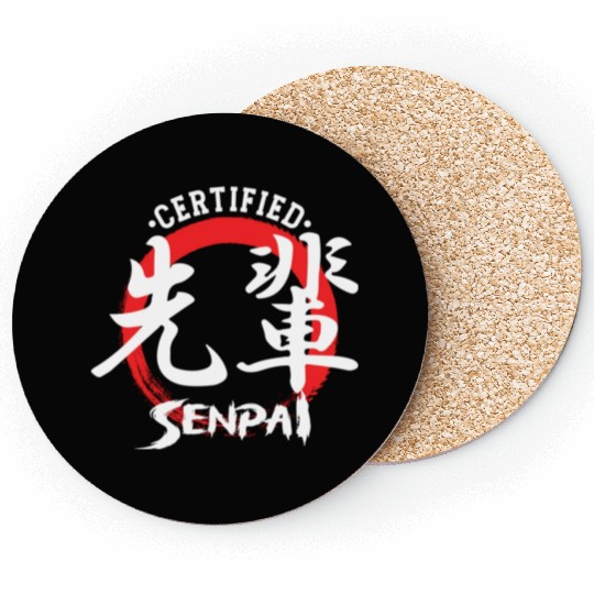 Certified Senpai Japanese Manga Anime Lover Otaku Coasters