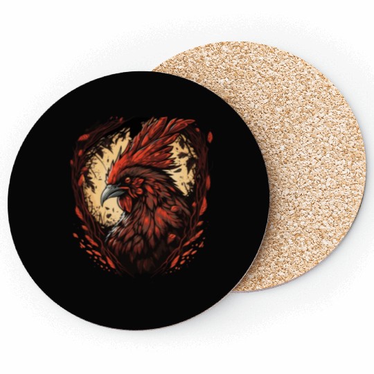 Funny Horror Chicken True Crime Farm Animal Phobia Coasters