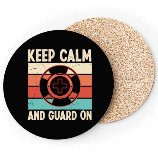 Lifeguard keep calm guard on swimming pool guard Coasters