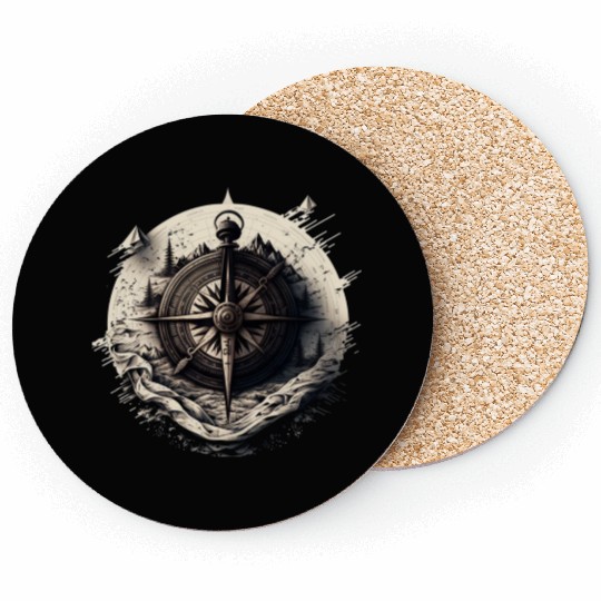 navy compass Coasters