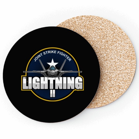 F35 Lightning 2 Patch Small logo red Coasters