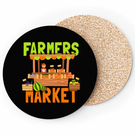 Farmers Market Chicken Farmer Cow Farming Coasters