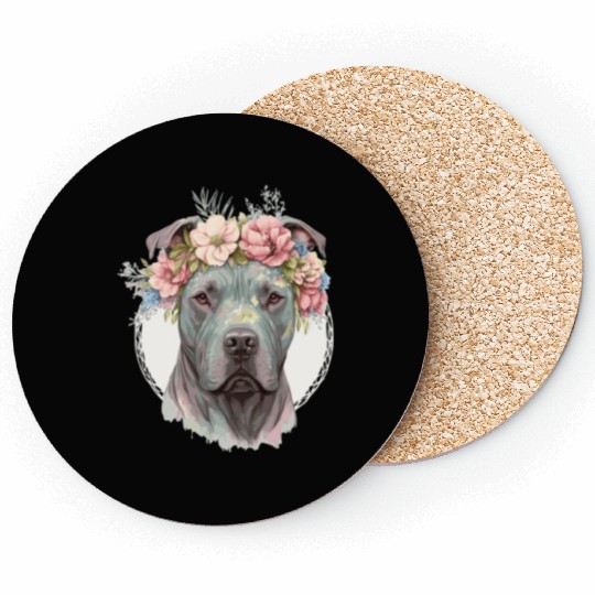 Cute Cane Corso Flower Crown Pet Dog Puppy Coasters