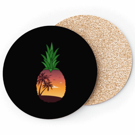 Pineapple Beach Sunset - Tropical Summer Coasters