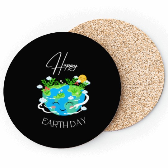 Green and Blue Happy Earth Day Coasters