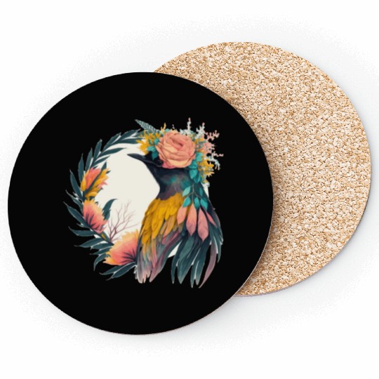 Cute Bird Of Paradise Bird Flower Crown Pet Birds Coasters