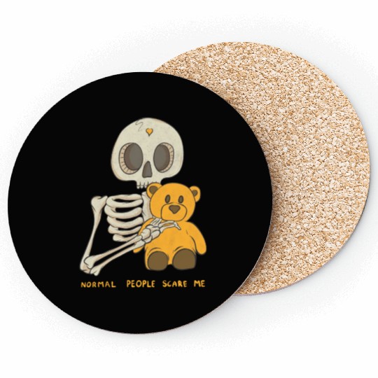 Normal People Scare Me Skull Halloween Coasters