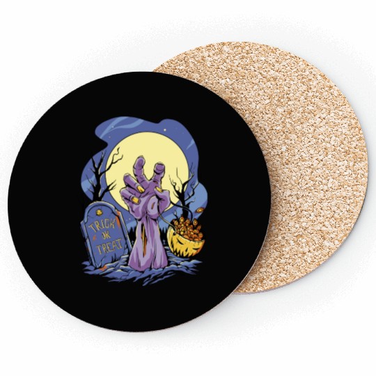Halloween Zombie Candy Trick Or Treat Coasters