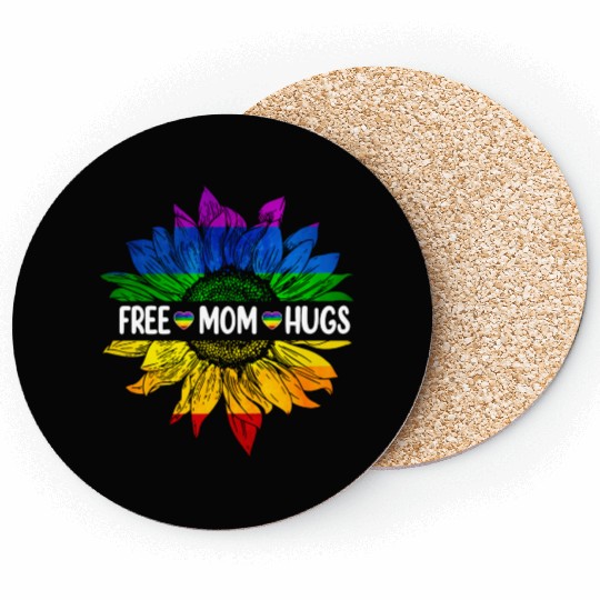 Rainbow Free Mom Hugs Gay Pride Lgbt Daisy Flower Coasters
