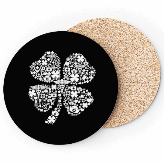Irish Nurse Shamrock Stethoscope happy St Patricks Coasters