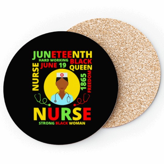 Juneteenth Black Nurse Costume Melanin Black Coasters