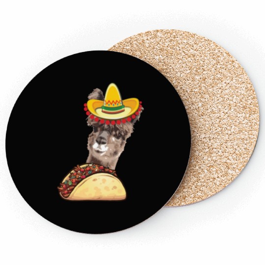 Llama Eating Taco Lover Cinco de Mayo Coasters