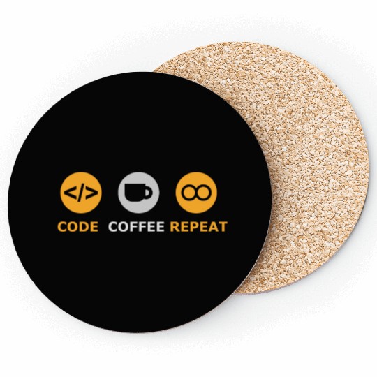 coffee code repeat software developer tech Coasters