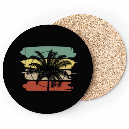 Cozumel Mexico Palm Tree Retro Artistic Coasters