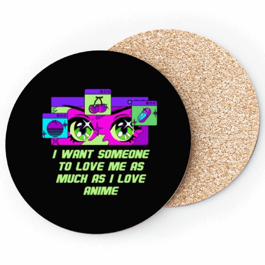 Love Me as Much as I Love Anime Manga Valentine's Coasters