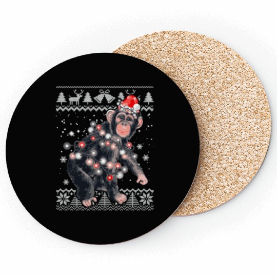 Chimpanzee Monkey Ugly Pajama Monkey Coasters