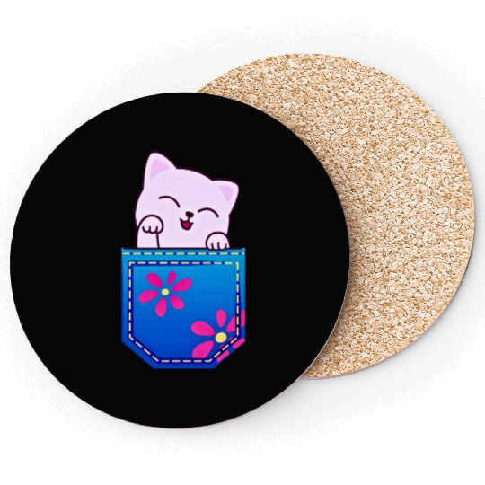 Cat in the pocket Coasters