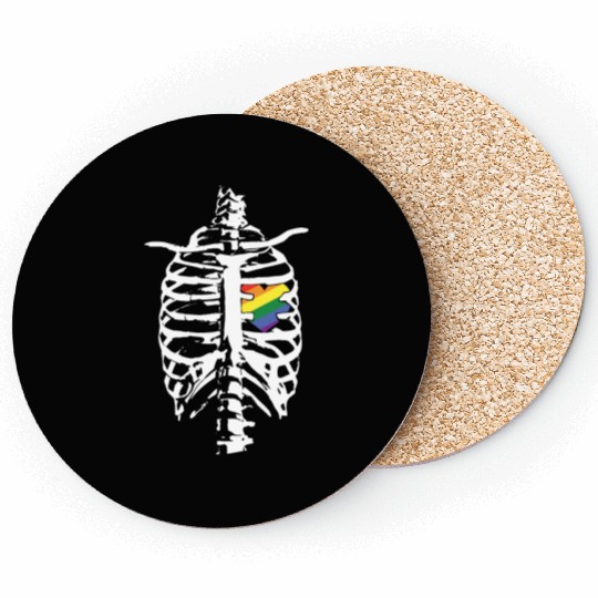 Skeleton Heart Gay LGBTQ Rainbow LGBT Pride Month Coasters