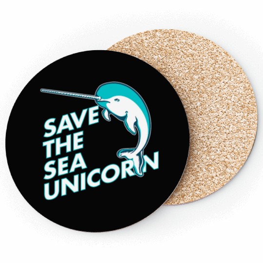 Funny Save the Sea Unicorn Narwhal Coasters